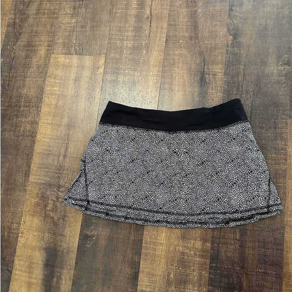 Lululemon Pace Rival Skirt Black White Floral Running Tennis Skort Size 8